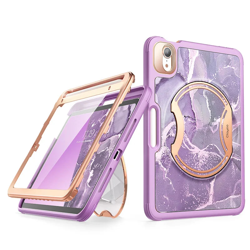 PU Leather Full-Body Marble Trifold 8 Inches Case For iPad Mini 6