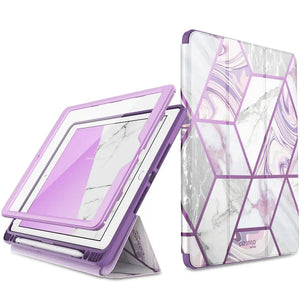 PU Leather Full-Body Marble Trifold 10.2 Inches Case For iPad