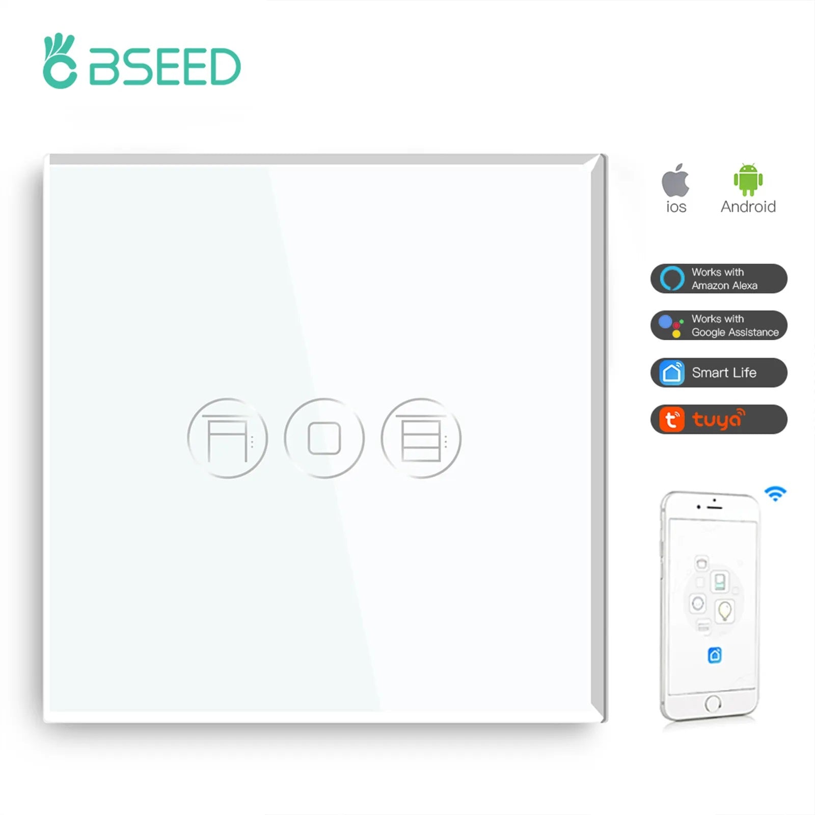 Bseed Alloy Multi Gang Roller Shutter APP Control Wifi Switch