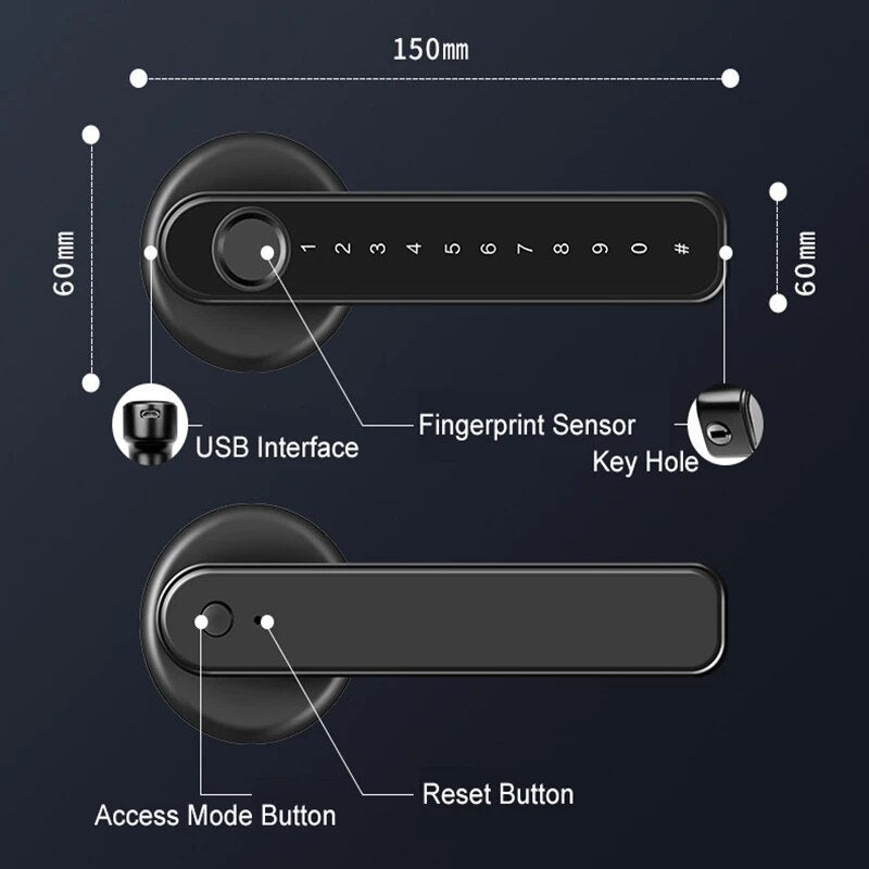 RayKube Aluminium Alloy Fingerprint Digital Smart Door Lock