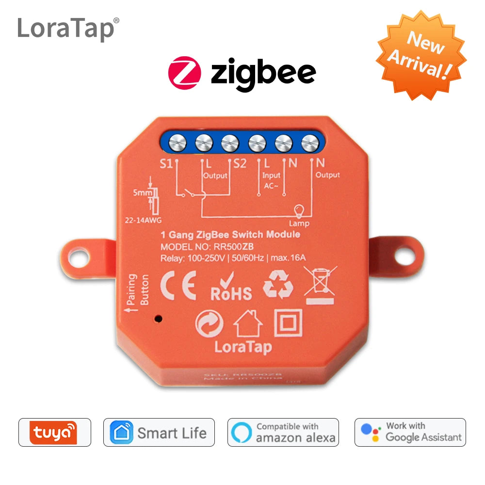 LoraTap 16A 300W Plastic Smart ZigBee 3.0 Light Switch Module