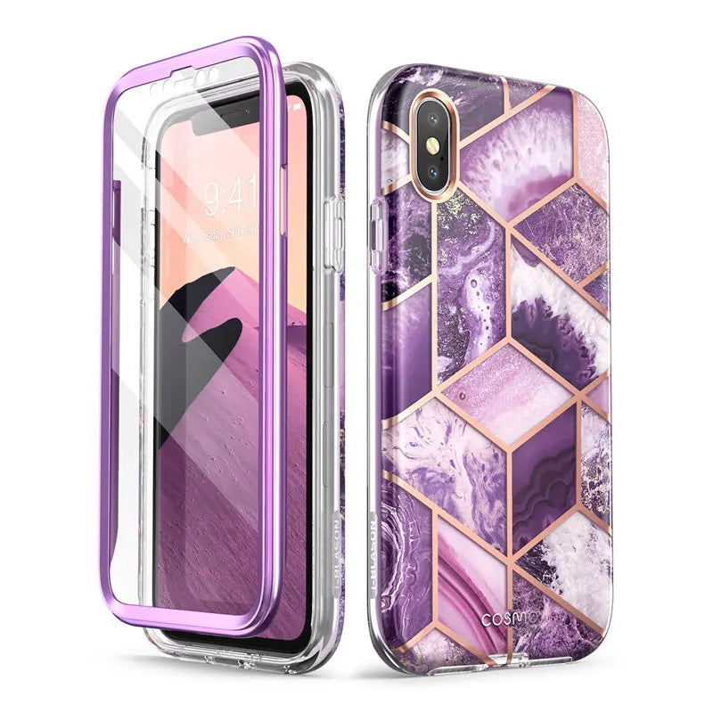 Polycarbonate Full-Body Marble Bumper Case For iPhone XS Max