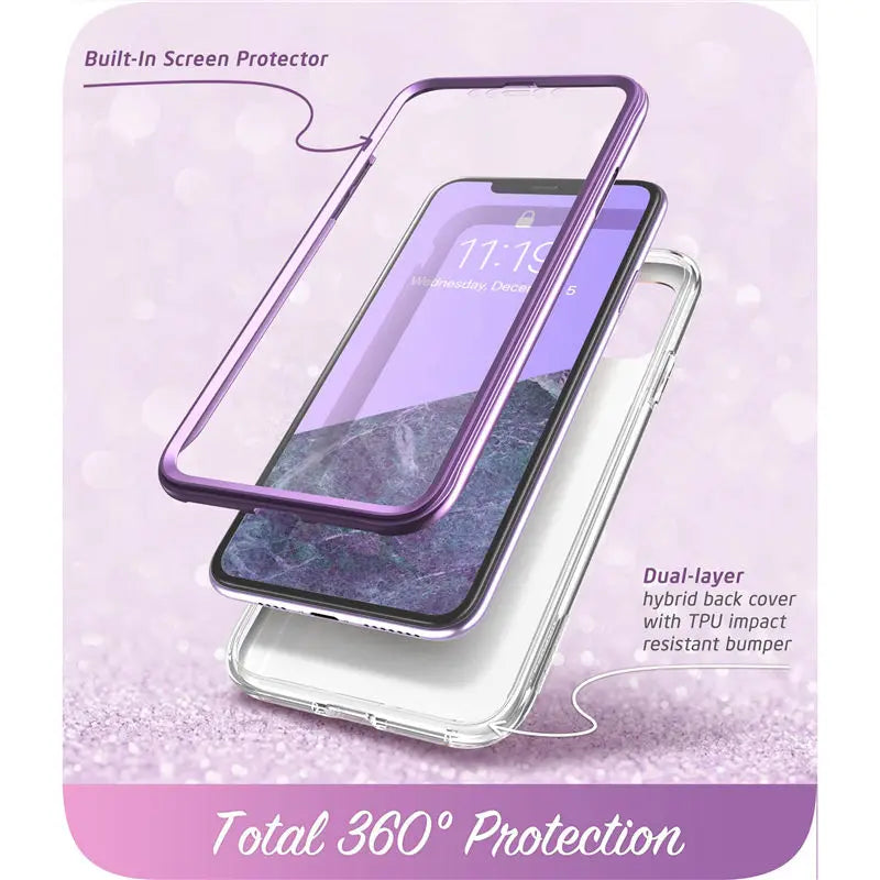 Polycarbonate Full-Body Glitter Marble Bumper Case For iPhone 11