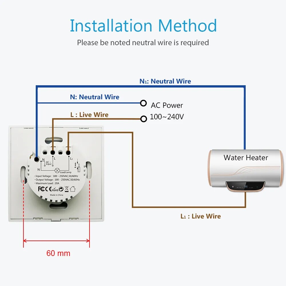 LoraTap Plastic Zigbee Remote Control Smart Water Heater Switch