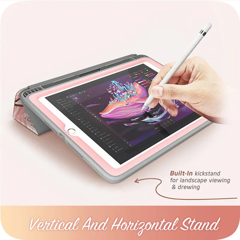 PU Leather Full-Body Marble Trifold 9.7 Inches Case For iPad