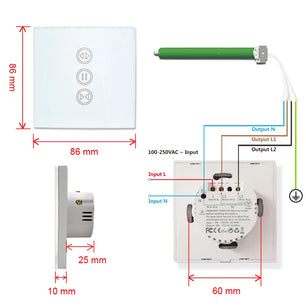 LoraTap 240V 600W Plastic WiFi Rolling Blinds Curtain Switch