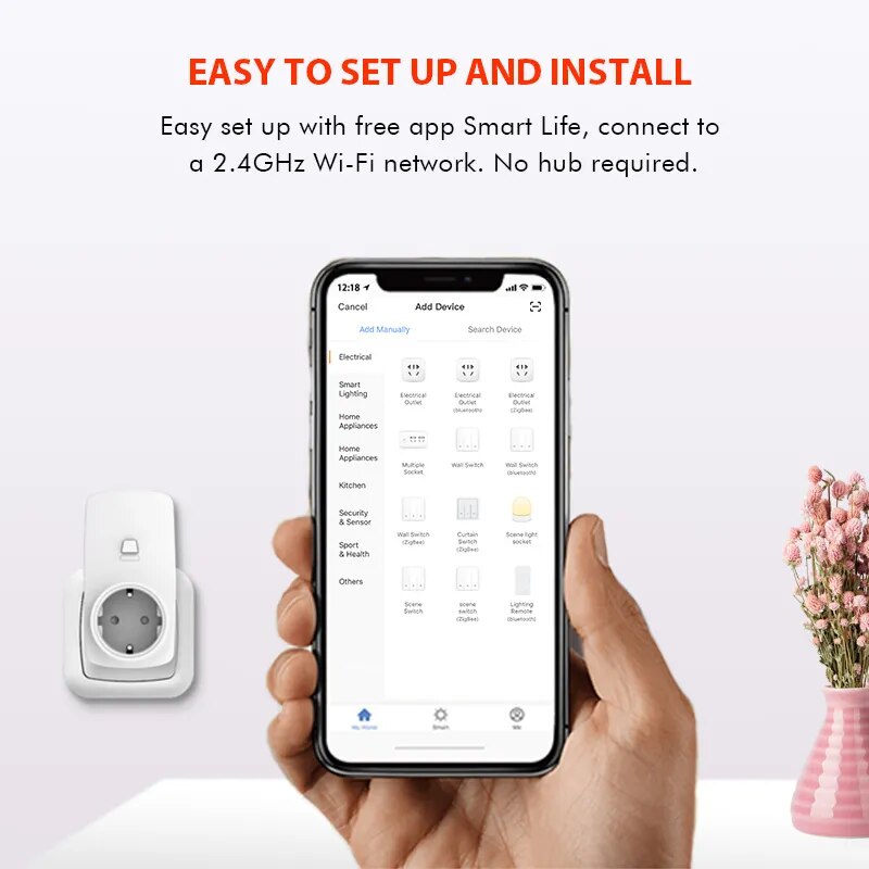 LoraTap Plastic Panel Wireless WIFI Control Smart Power Socket