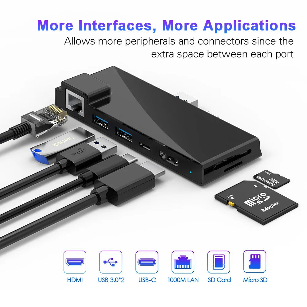 7 Ports Aluminum Alloy USB 3.0 Splitter Docking Station Hub