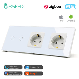 Bseed 10A Aluminium Alloy Touch Light Wall Wireless Socket Switch