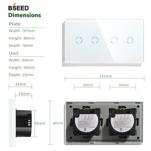 Bseed Alloy 4 Gang Crystal Panel Wifi Touch APP Control Switch