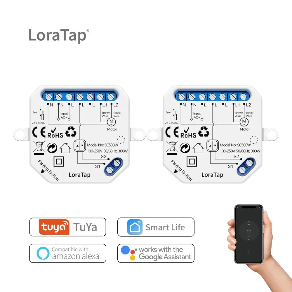 LoraTap 240V Plastic Automatic WIFI Roller Shutter Curtain Module