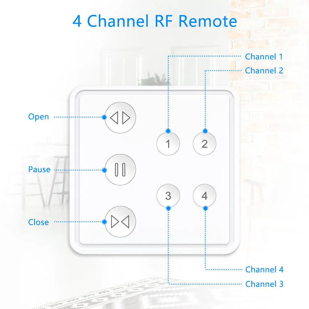 LoraTap 240V Plastic 4 Channel Remote Voice Control Curtain Switch