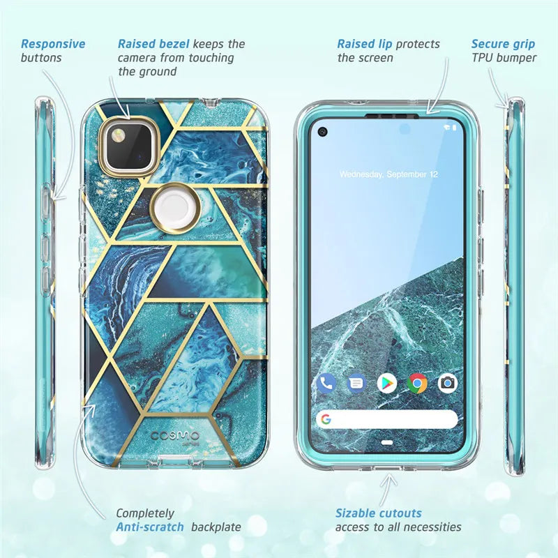 Polycarbonate Full-Body Marble Bumped Case For Google Pixel 4A