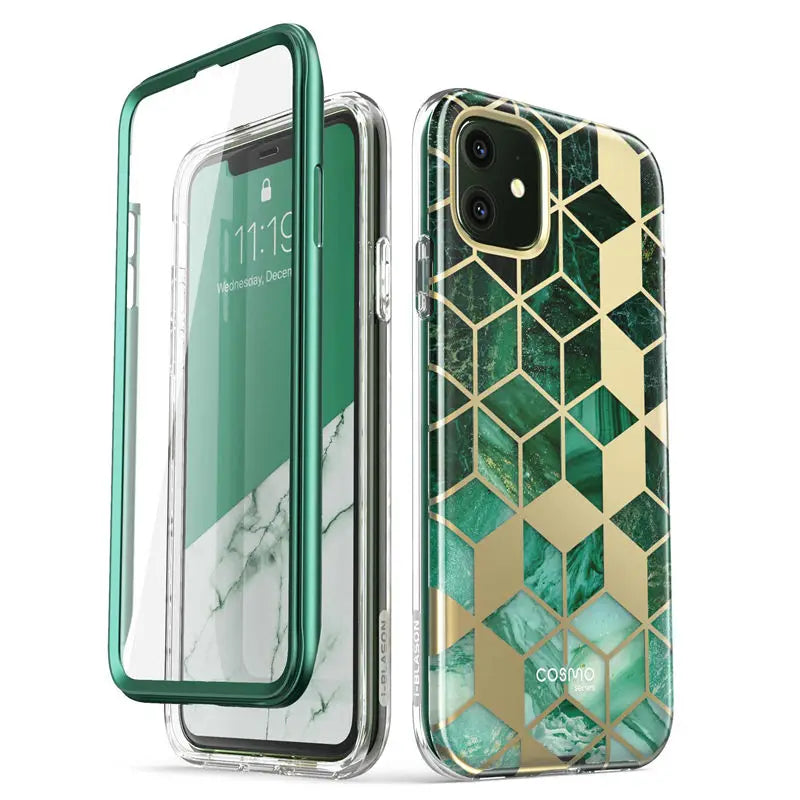 Polycarbonate Full-Body Glitter Marble Bumper Case For iPhone 11