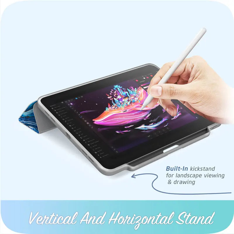 PU Leather Full-Body Marble Trifold 12.9 Inches Case For iPad Pro