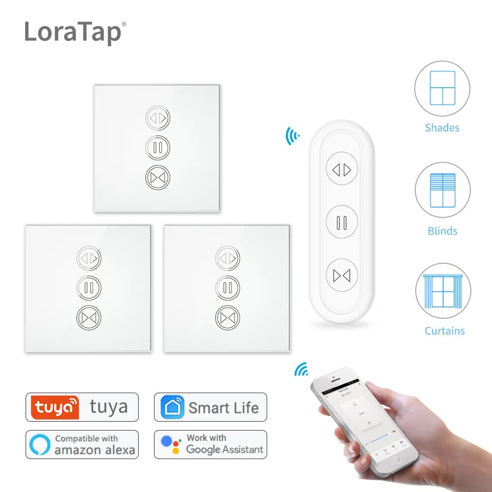 LoraTap 240V Plastic Remote Control Roller Blinds Shutter Switch