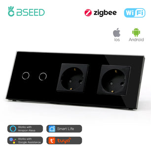 Bseed 10A Aluminium Alloy Touch Light Wall Wireless Socket Switch