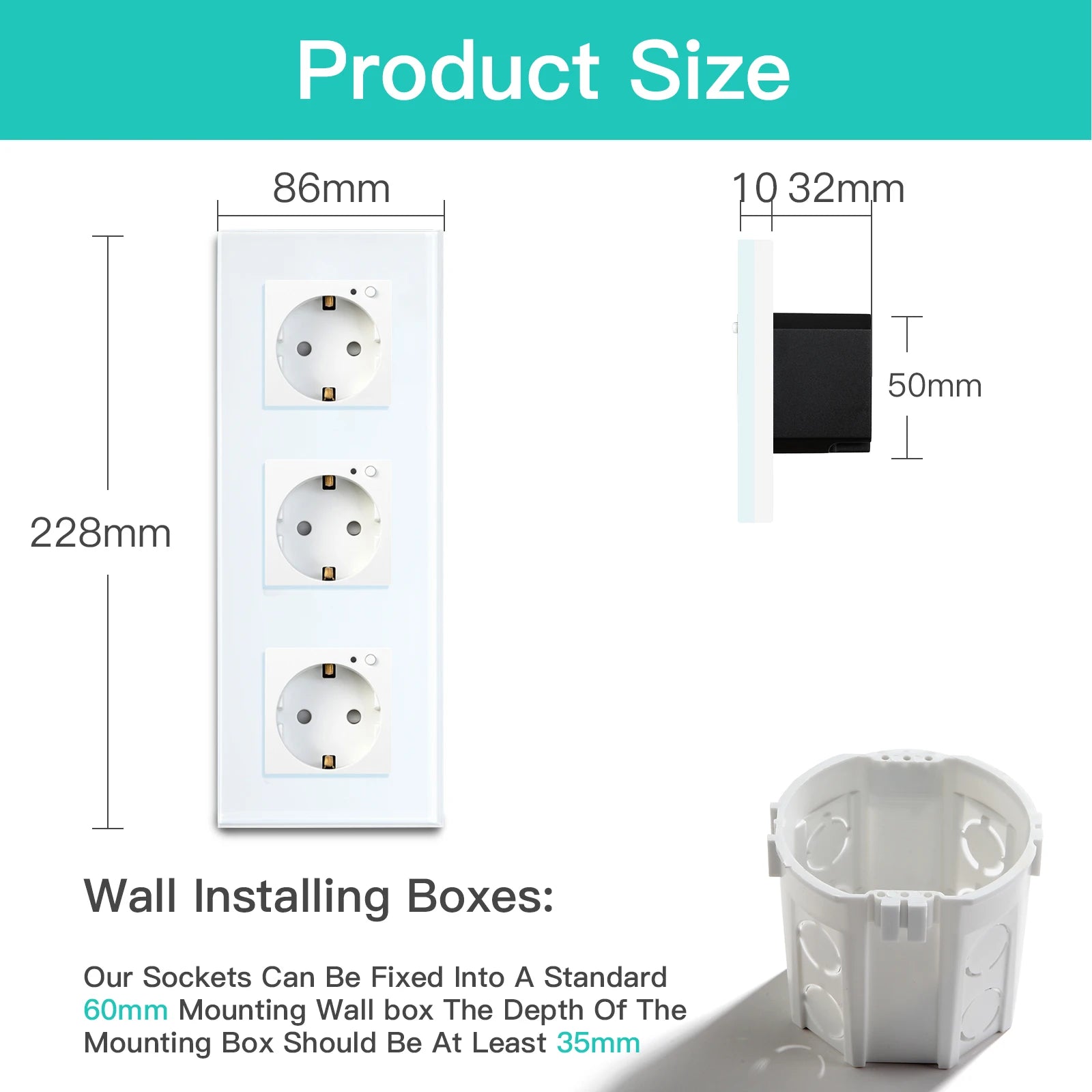 Bseed 16A Glass Panel Wireless WIFI Control Smart Power Socket