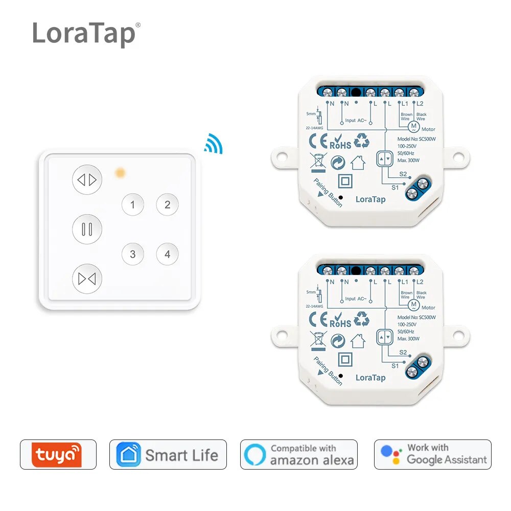 LoraTap 240V Plastic Automatic WiFi Roller Shutters Curtains Module