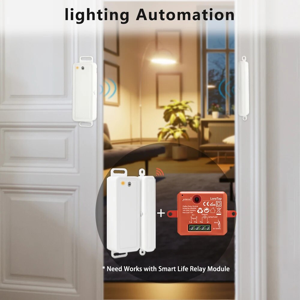 LoraTap Plastic Smart ZigBee Voice Control Door Window Sensor