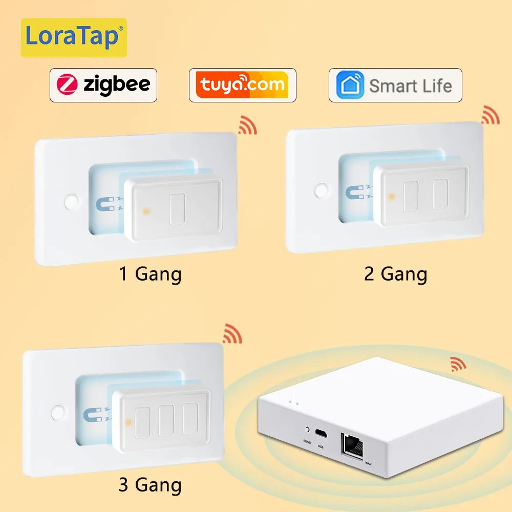 LoraTap Plastic Panel Wireless Voice Control Wall Mounted Switch