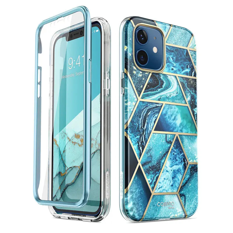 Polycarbonate Full-Body Marble Bumper Case For iPhone 12 Mini