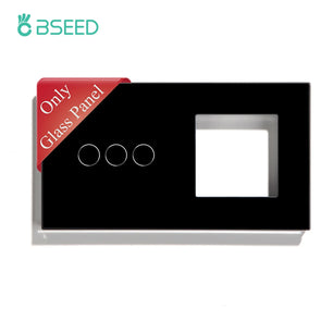 Bseed 3 Gang Tempered Glass Panel Wall Light Touch Switch Frame