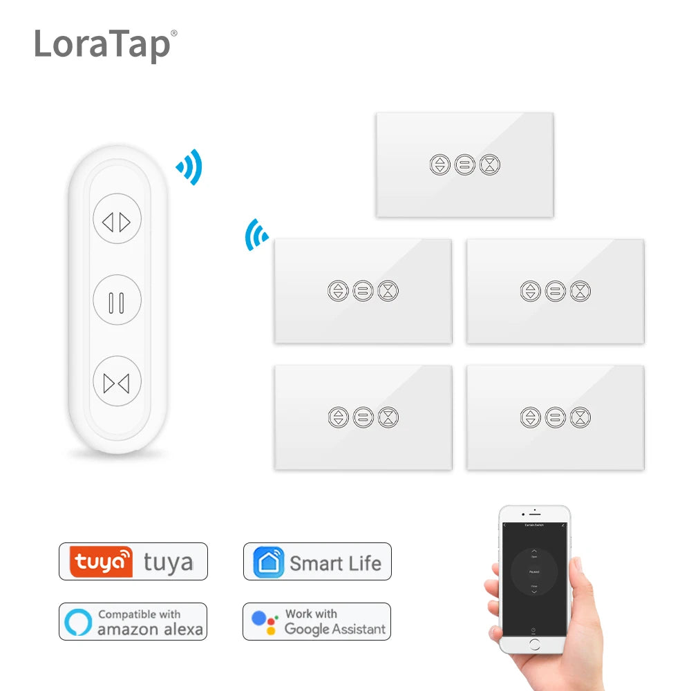 LoraTap 240V 600W Plastic Smart Rolling Blinds Curtain Switch