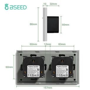 Bseed 16A Glass Panel Wireless ZigBee Control Smart Power Socket