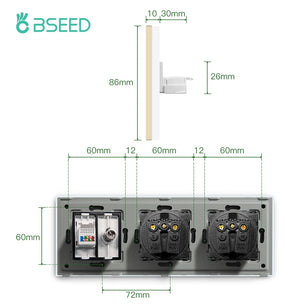 Bseed 16A Glass Panel Wireless WIFI Control Smart Power Socket