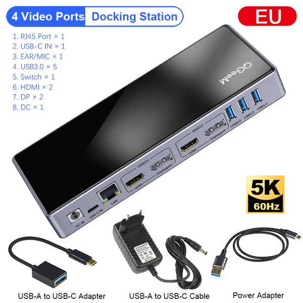 Aluminum Alloy USB 3.0 HDMI Type-C Compatible Docking Station Hub