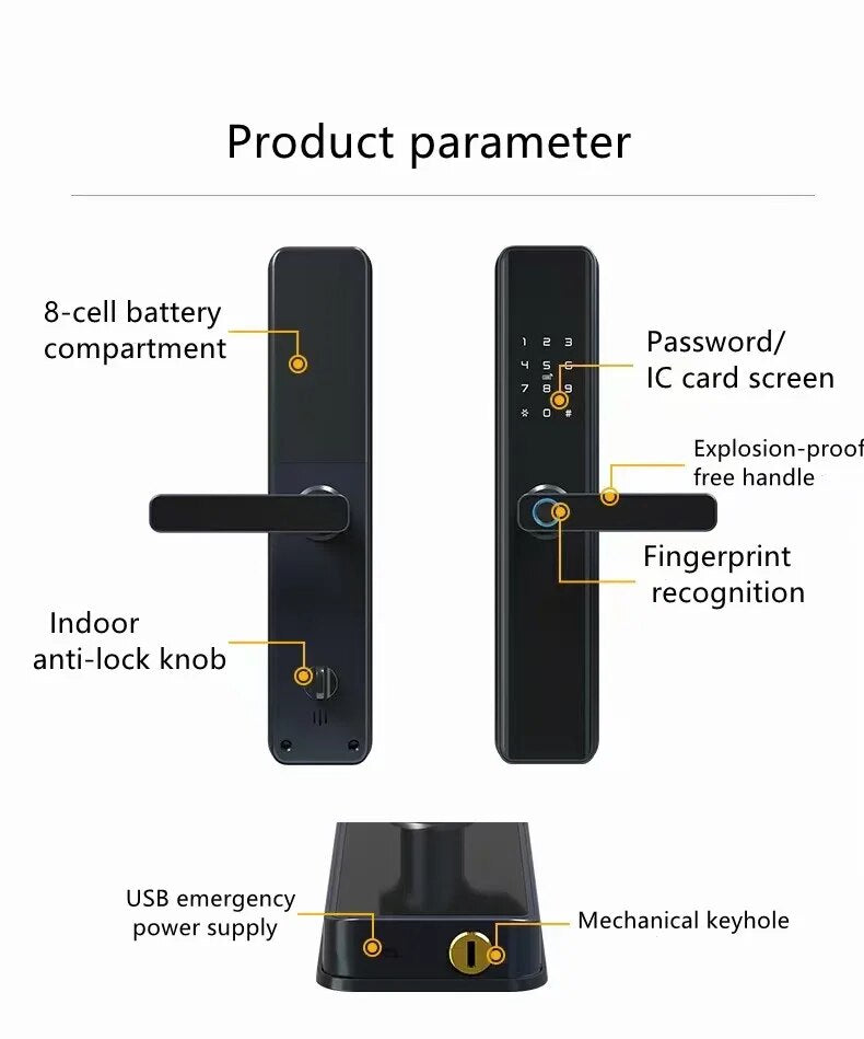 RayKube Stainless Steel Fingerprint Digital Smart Door Lock