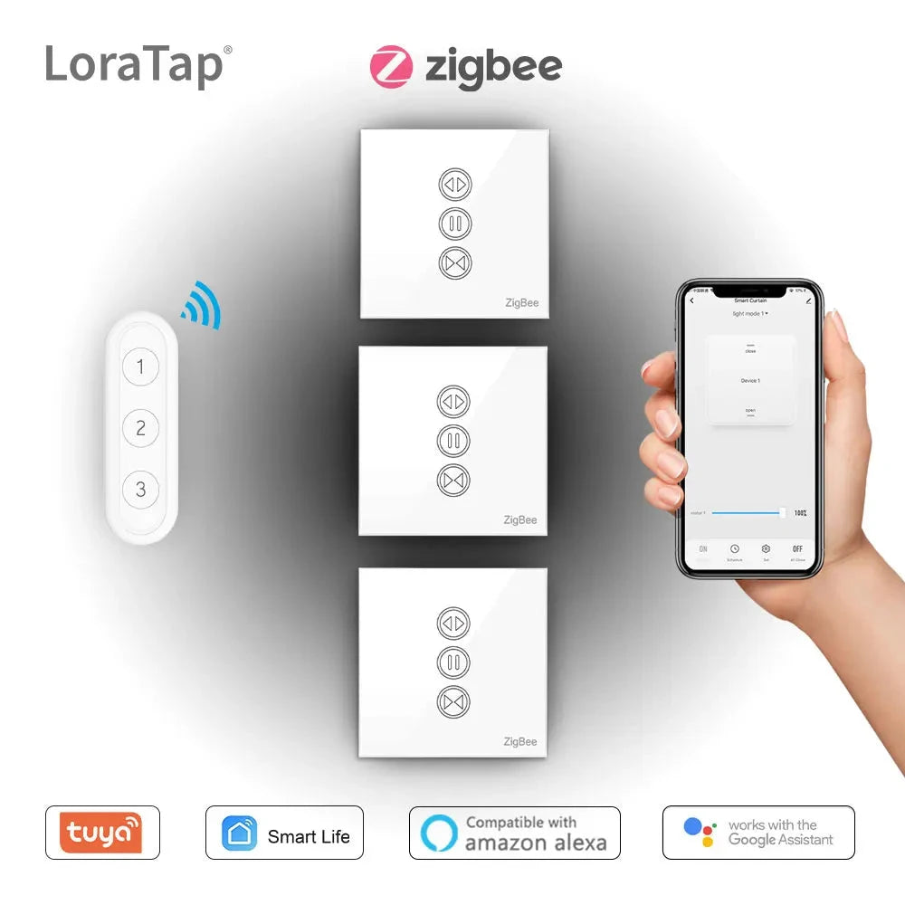 LoraTap 600W Plastic Smart ZigBee Roller Shutter Curtain Switch