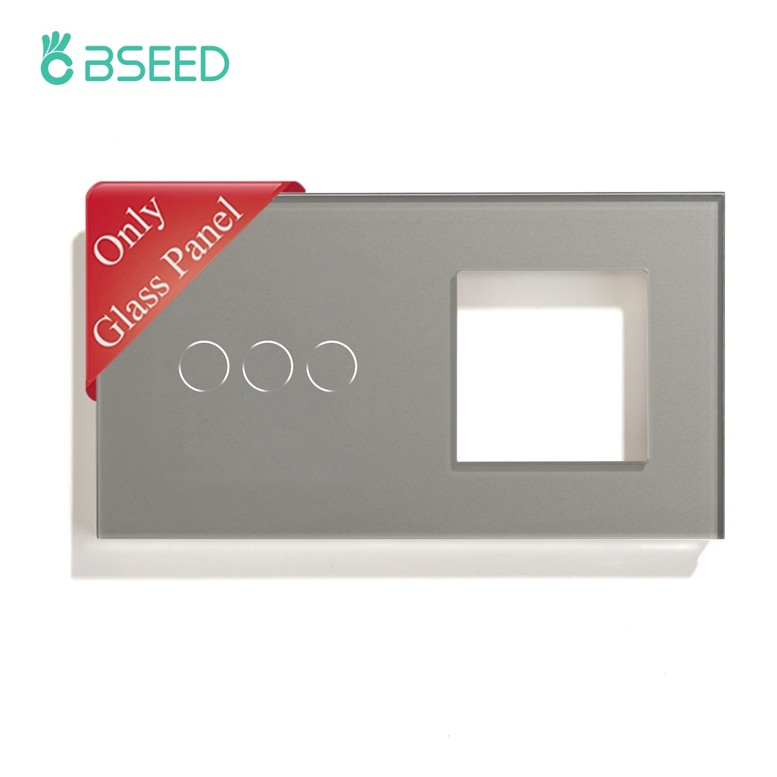 Bseed 3 Gang Tempered Glass Panel Wall Light Touch Switch Frame