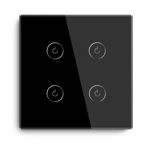 Bseed Alloy 4 Gang Crystal Glass Panel Push Button Light Switch