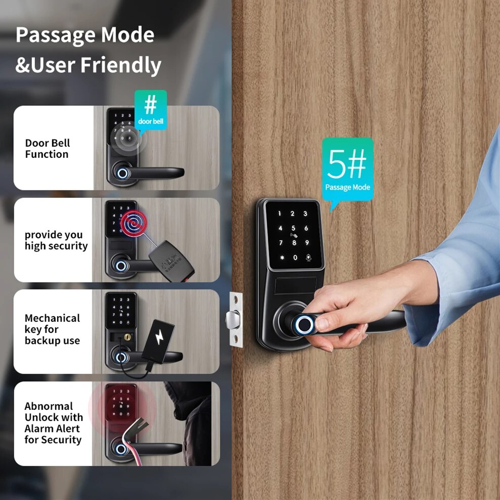 RayKube Aluminium Alloy Fingerprint Digital Smart Door Lock