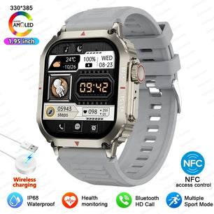 Fine Steel GPS Tracking Waterproof Bluetooth Square Shape Smart Watch