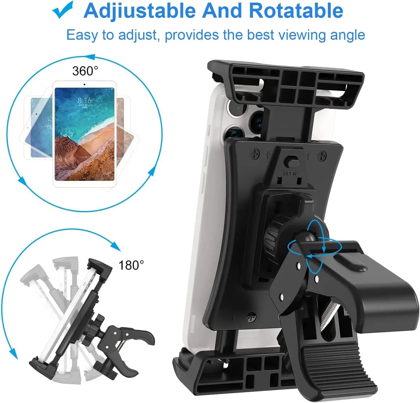 Adjustable Stand Mount For iPad Air Pro Tablet Bicycle Holder