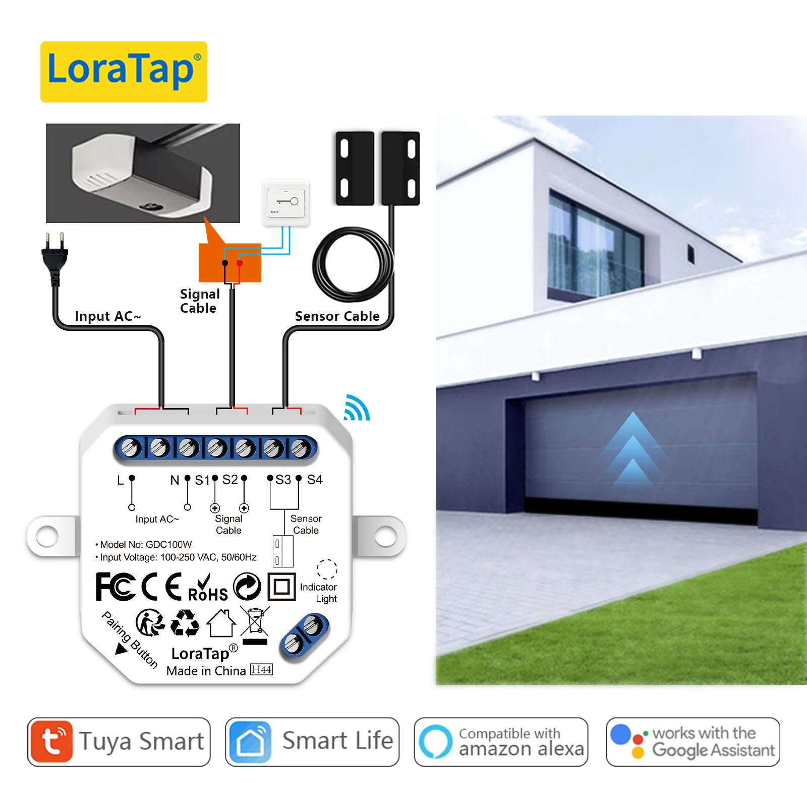 LoraTap Plastic HomeKit Smart Remote Control Garage Door Opener