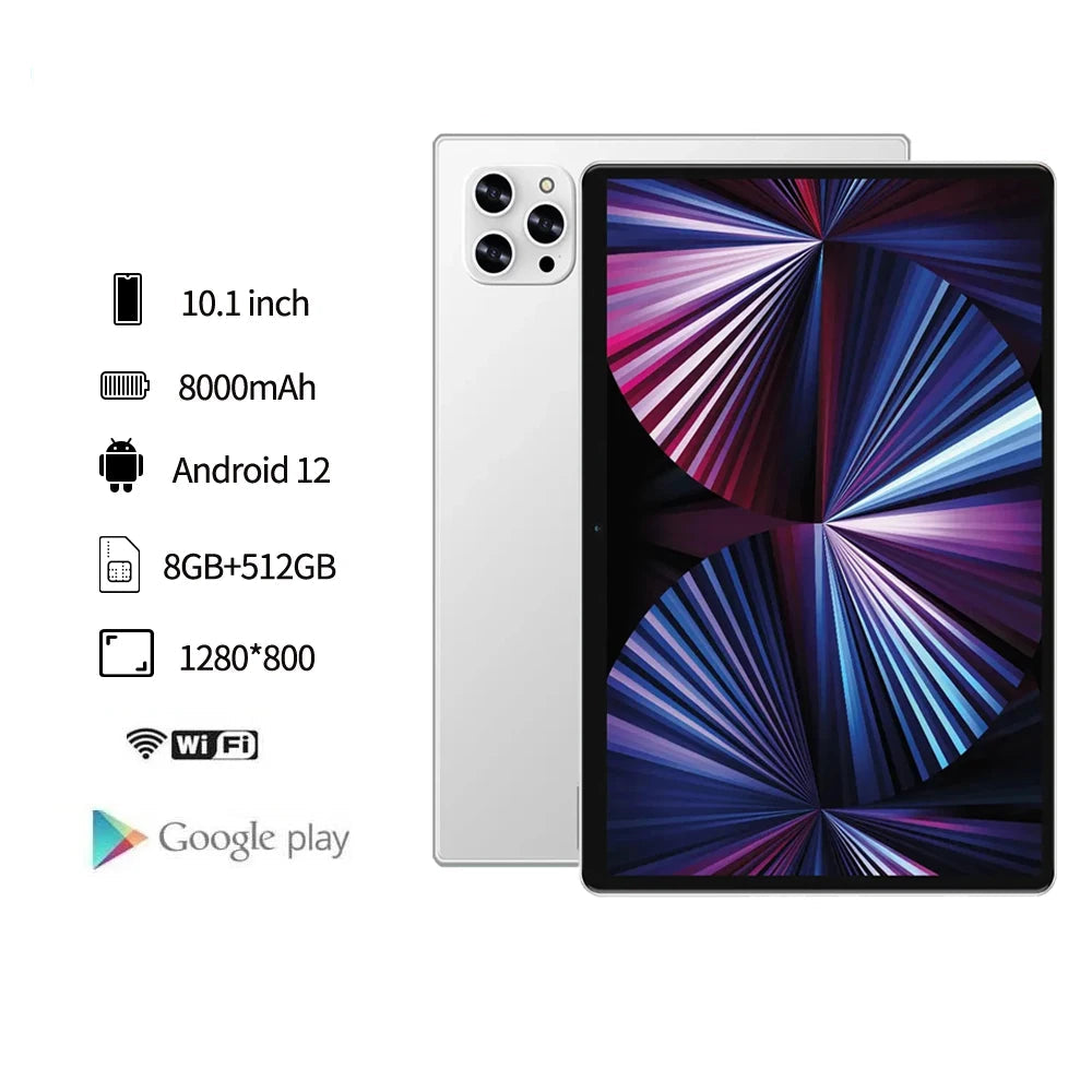 8000mAh 8GB RAM 512GB ROM Octa Core 10.1 Inches Touch Tablet