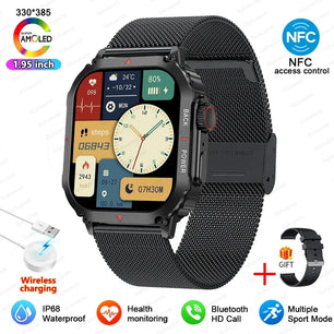 Fine Steel GPS Tracking Waterproof Bluetooth Square Shape Smart Watch