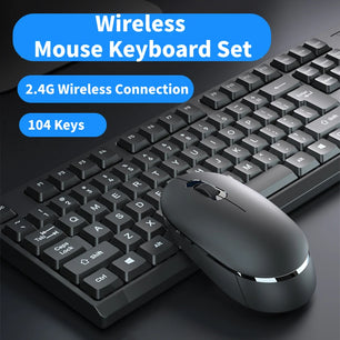 104 Keys Plastic 2.4G Rechargeable Wireless Keyboard Mouse Kit