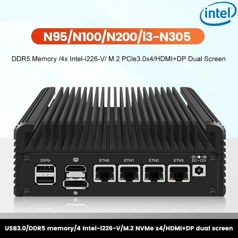 Topton 12th Gen 2.5GB Fanless 4800MHz Intel i3 Mini Desktop