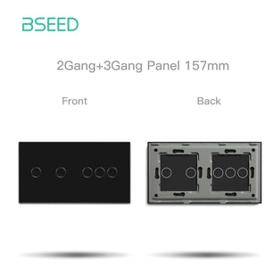 Bseed 10A Alloy 2 Gang Crystal Glass Panel Light Touch Switch