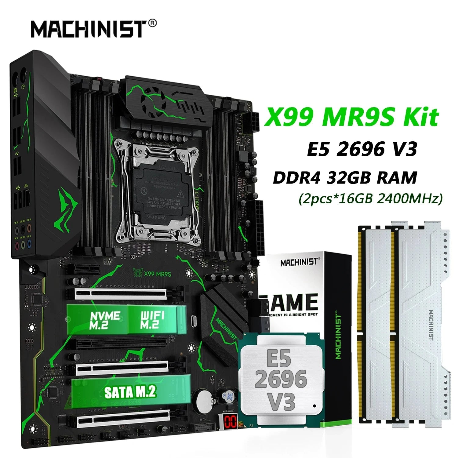 Machinist LGA 2011-3 Intel Xeon E5 2696 V3 Desktop Motherboard Set