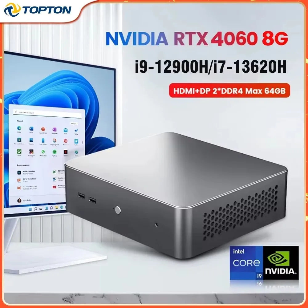 Topton 4GB Intel i9-12900H i7-13620H DDR4 NVMe SSD Mini Desktop