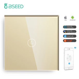 Bseed Alloy 4 Gang 1 Way Crystal Glass Panel Light Touch Switch