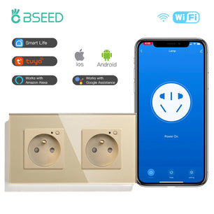 Bseed 16A Glass Panel Wireless WIFI Control Smart Power Socket