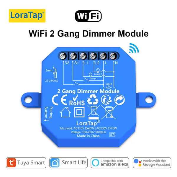 LoraTap 10A Plastic Smart ZigBee Dimming Light Switch Module