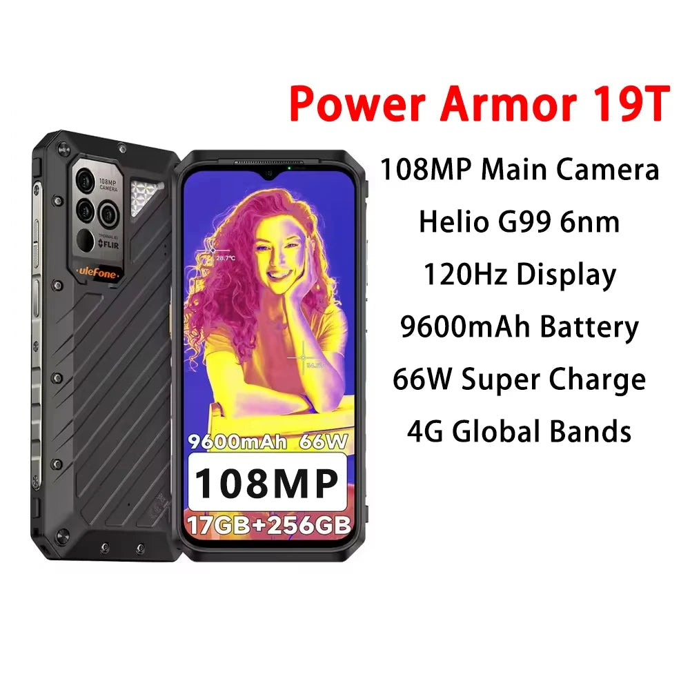 Rubber Rugged 9600mAh 17GB RAM 256GB ROM 6.58 Inches Smart Phone